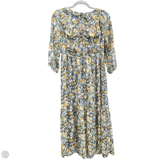Dress Casual Midi By Loft In Blue & Yellow, Size: S