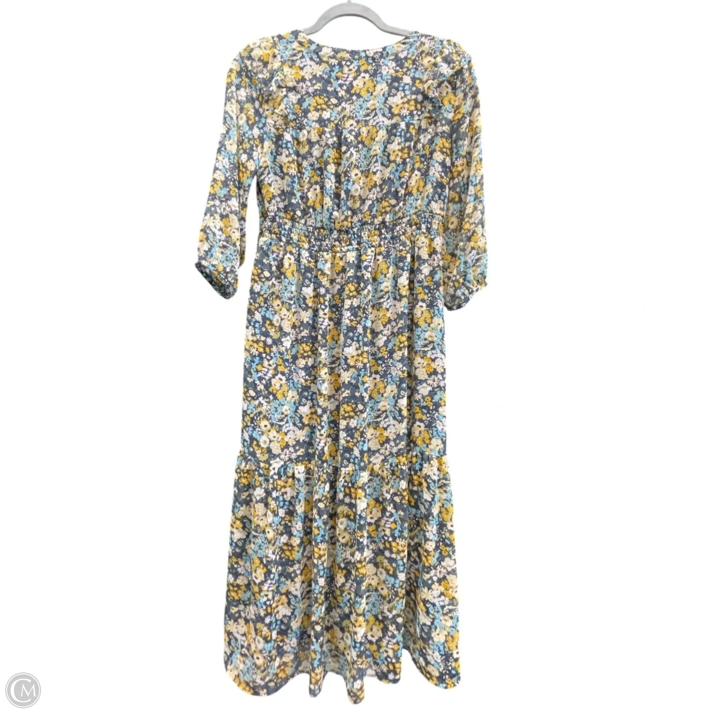 Dress Casual Midi By Loft In Blue & Yellow, Size: S