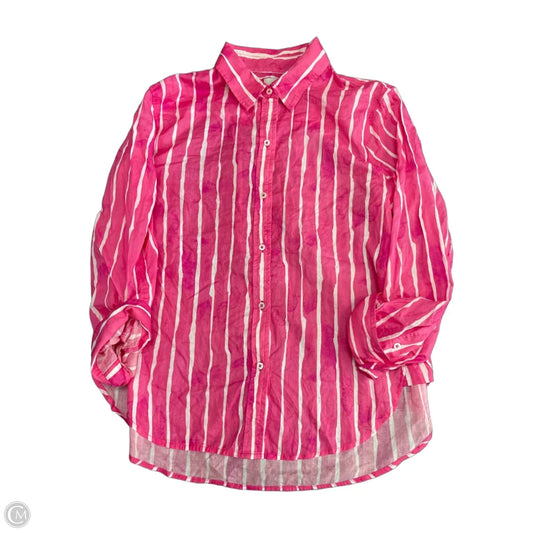Top Long Sleeve By Nic + Zoe In Pink & White, Size: S