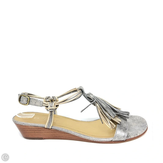 Sandals Heels Wedge By Bernardo In Gold & Silver, Size: 10