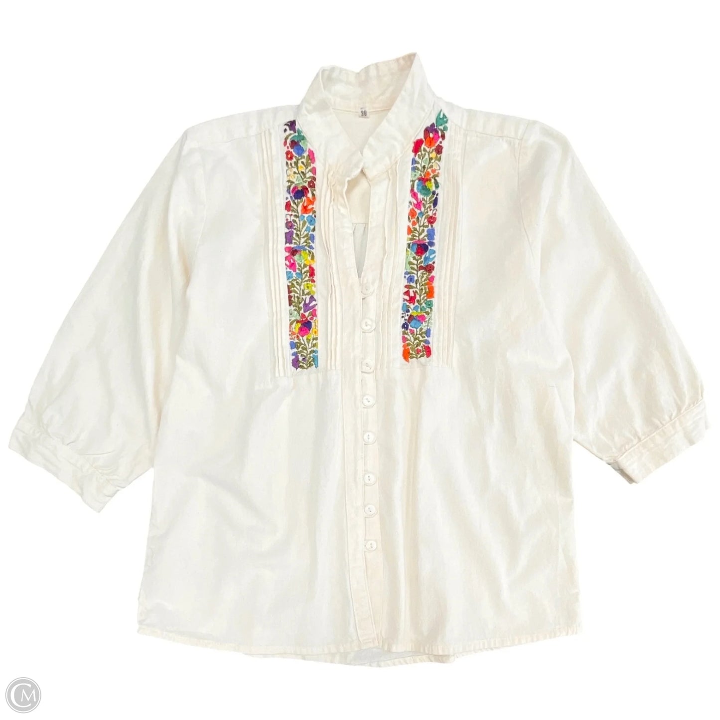 Top 3/4 Sleeve By Clothes Mentor In Cream, Size: M