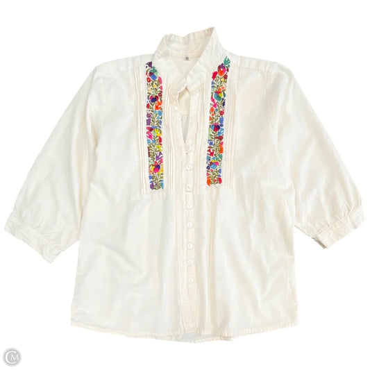 Top 3/4 Sleeve By Clothes Mentor In Cream, Size: M