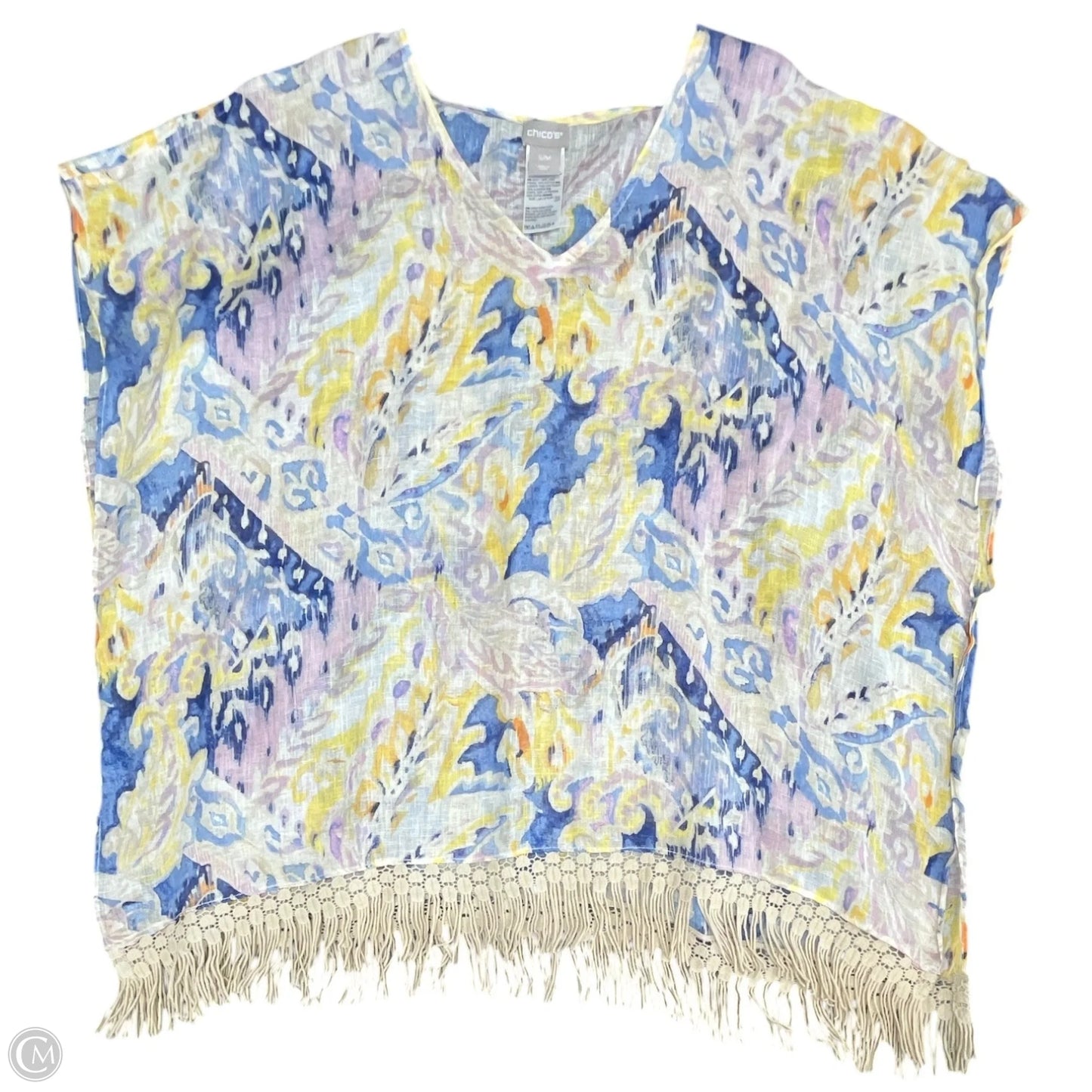 Swimwear Cover-up By Chicos In Blue & Yellow, Size: M