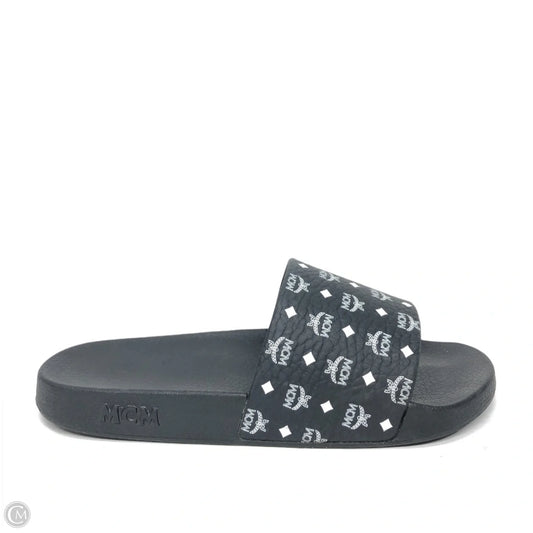 Sandals Luxury Designer By Mcm In Black & White, Size: 10