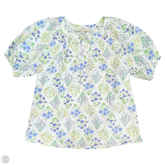 Top Short Sleeve By Loft In Purple & White, Size: S