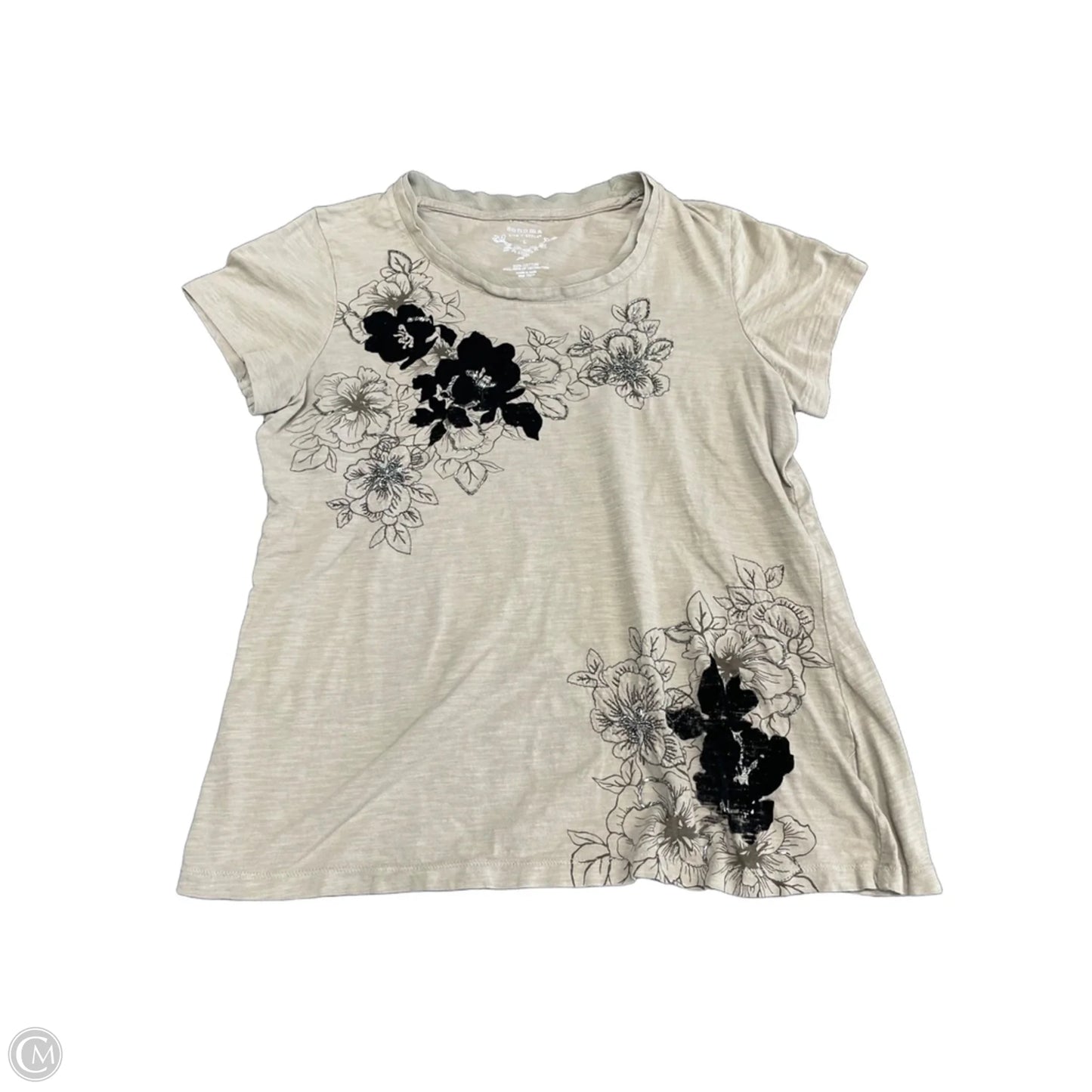 Top Short Sleeve By Sonoma In Beige, Size: L