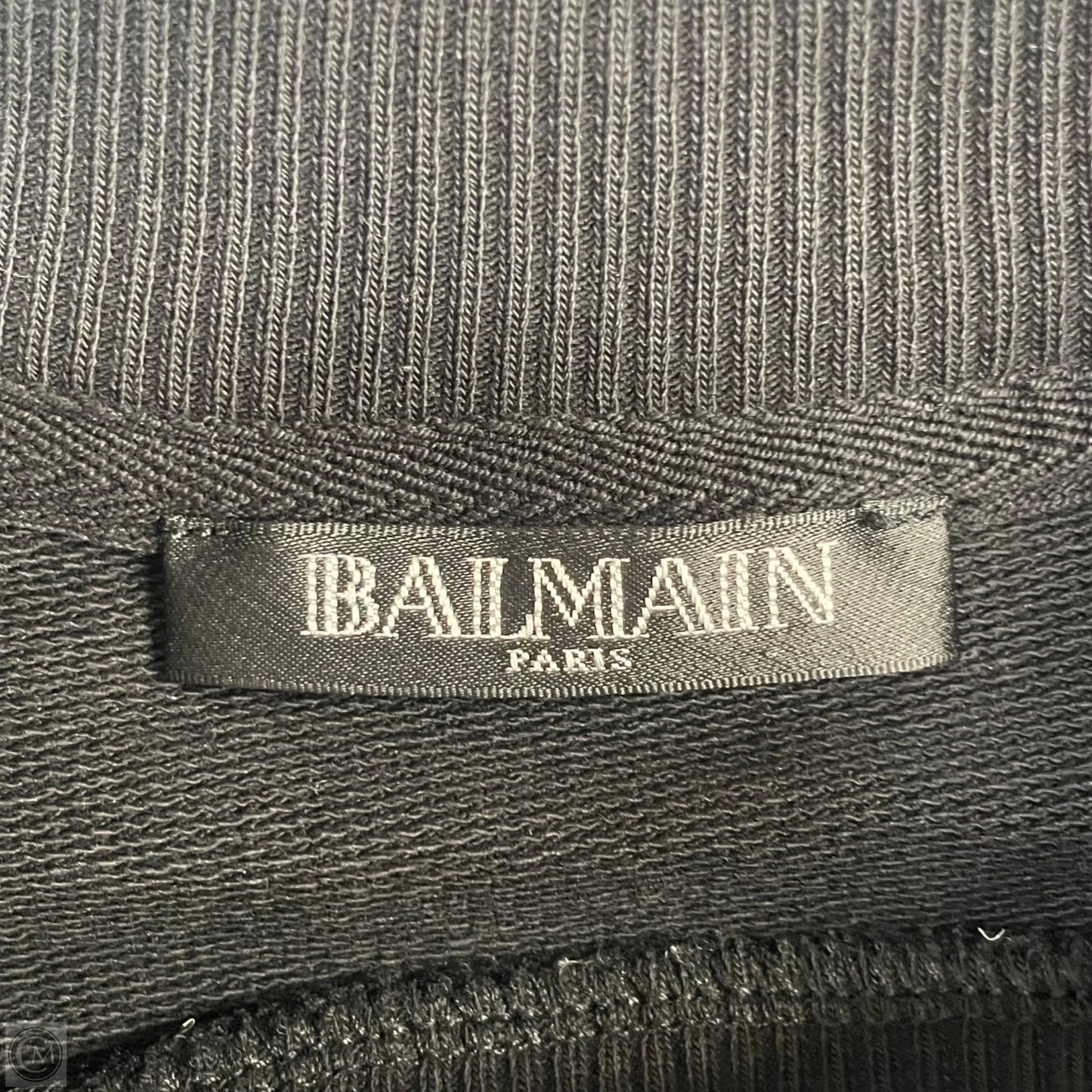 Sweatshirt Luxury Designer By Balmain In Black & White, Size: S