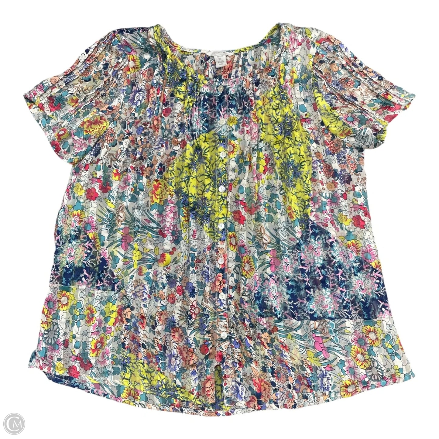 Top Short Sleeve By Intro In Floral Print, Size: Lp