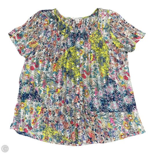 Top Short Sleeve By Intro In Floral Print, Size: Lp