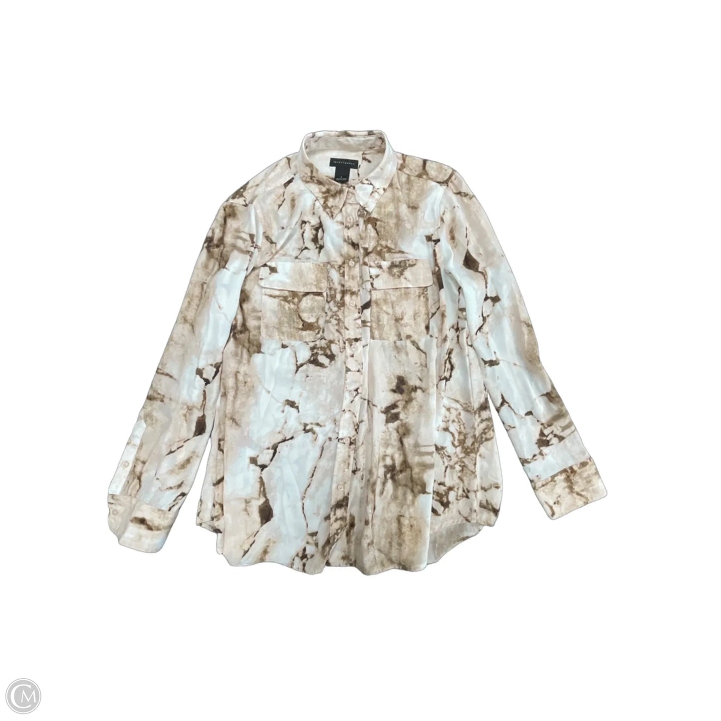 Blouse Long Sleeve By Investments In Cream, Size: L