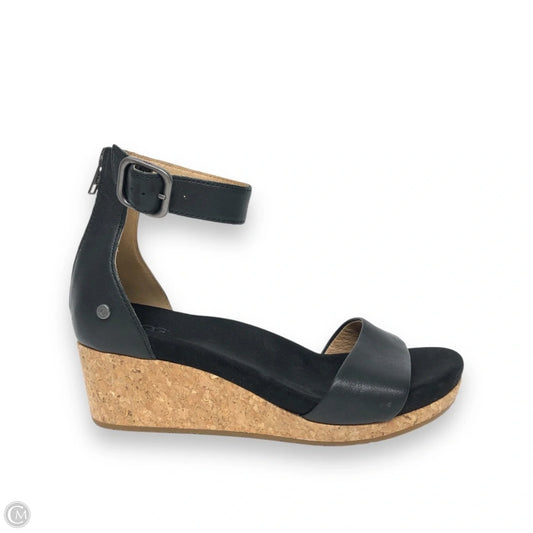 Sandals Heels Wedge By Ugg In Black, Size: 8