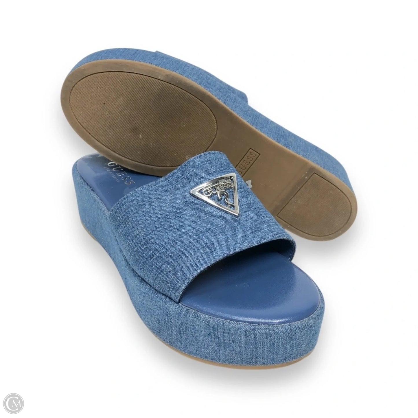 Sandals Heels Platform By Guess In Blue, Size: 8.5
