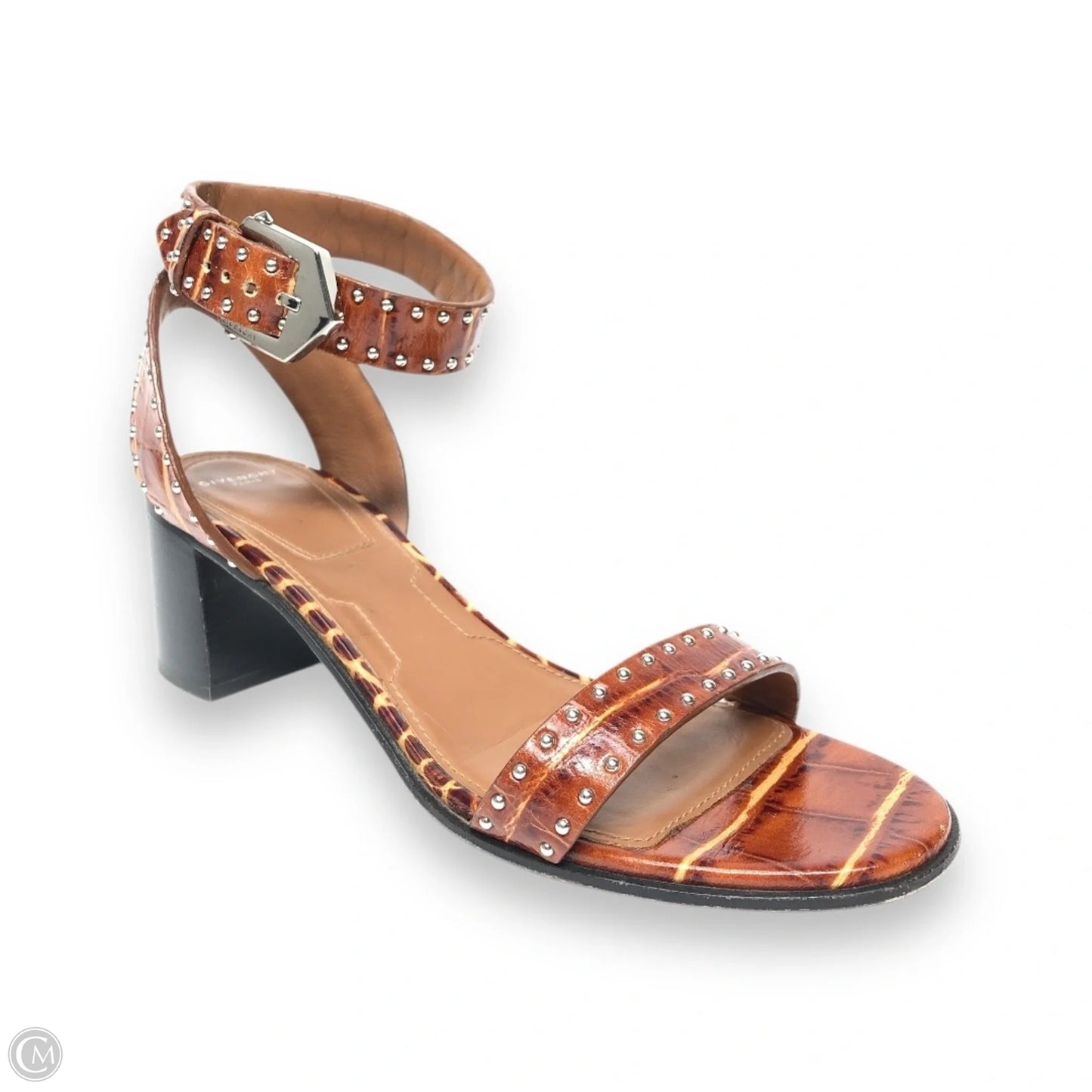 Sandals Luxury Designer By Givenchy In Brown & Silver, Size: 9