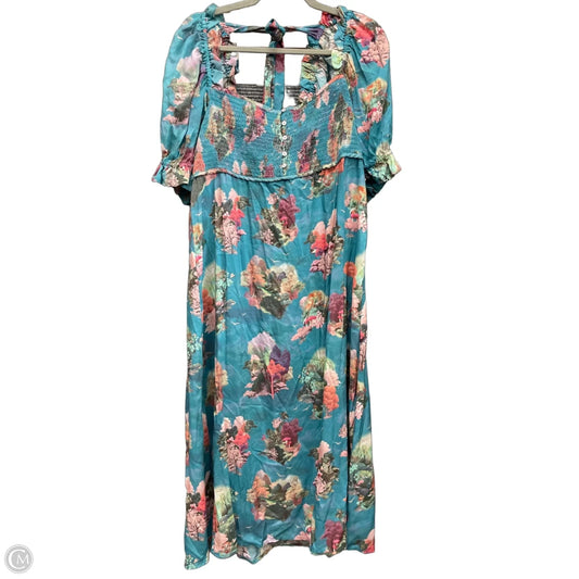Dress Casual Midi By Anthropologie In Blue & Pink, Size: L