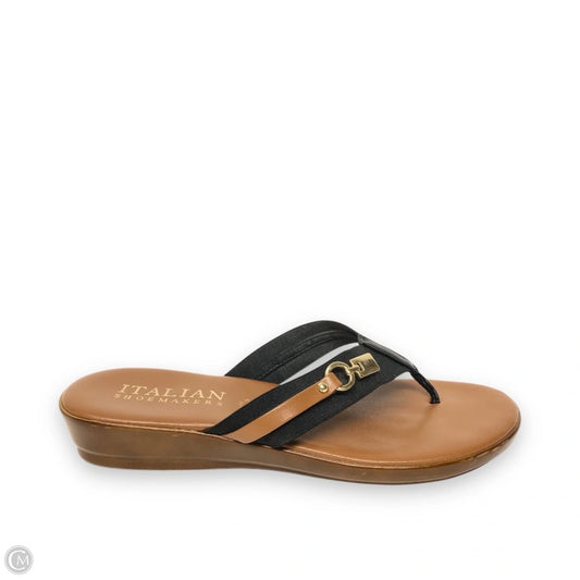 Sandals Flats By Italian Shoemakers In Black & Brown, Size: 7.5