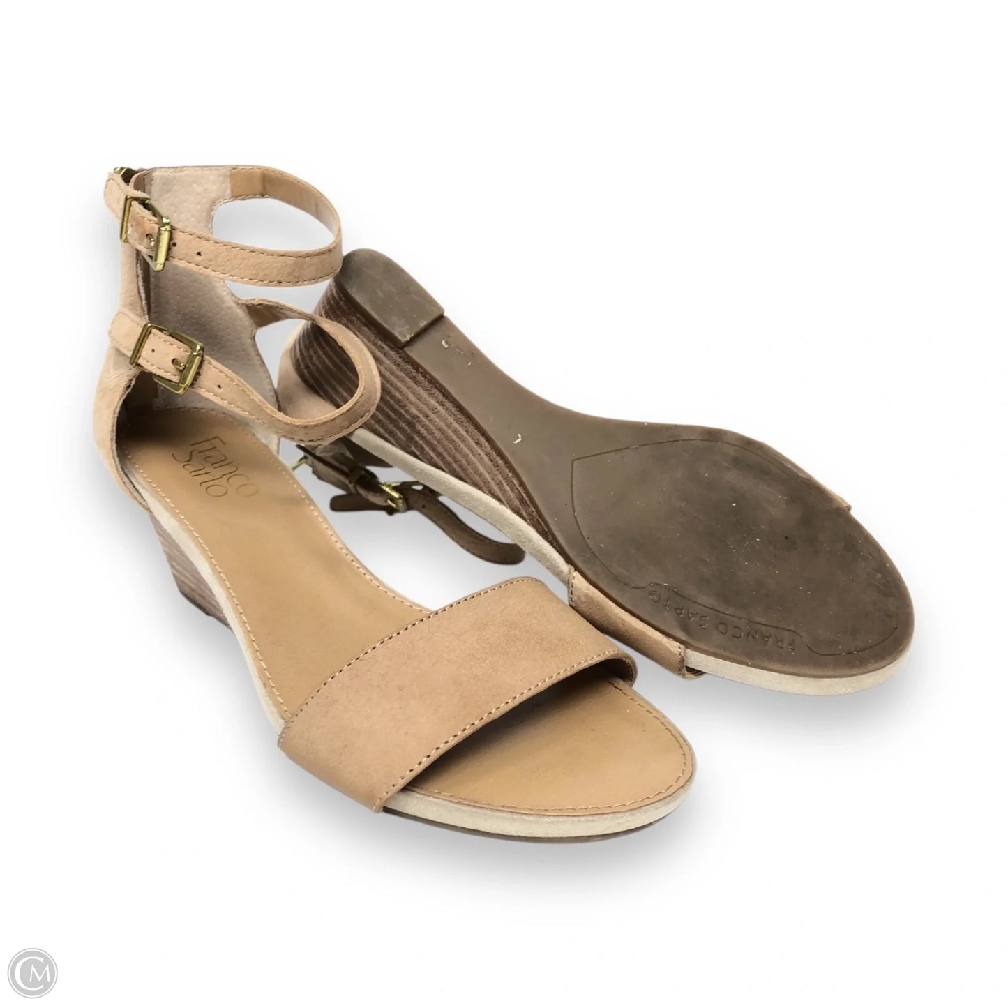 Sandals Heels Wedge By Franco Sarto In Beige, Size: 7.5