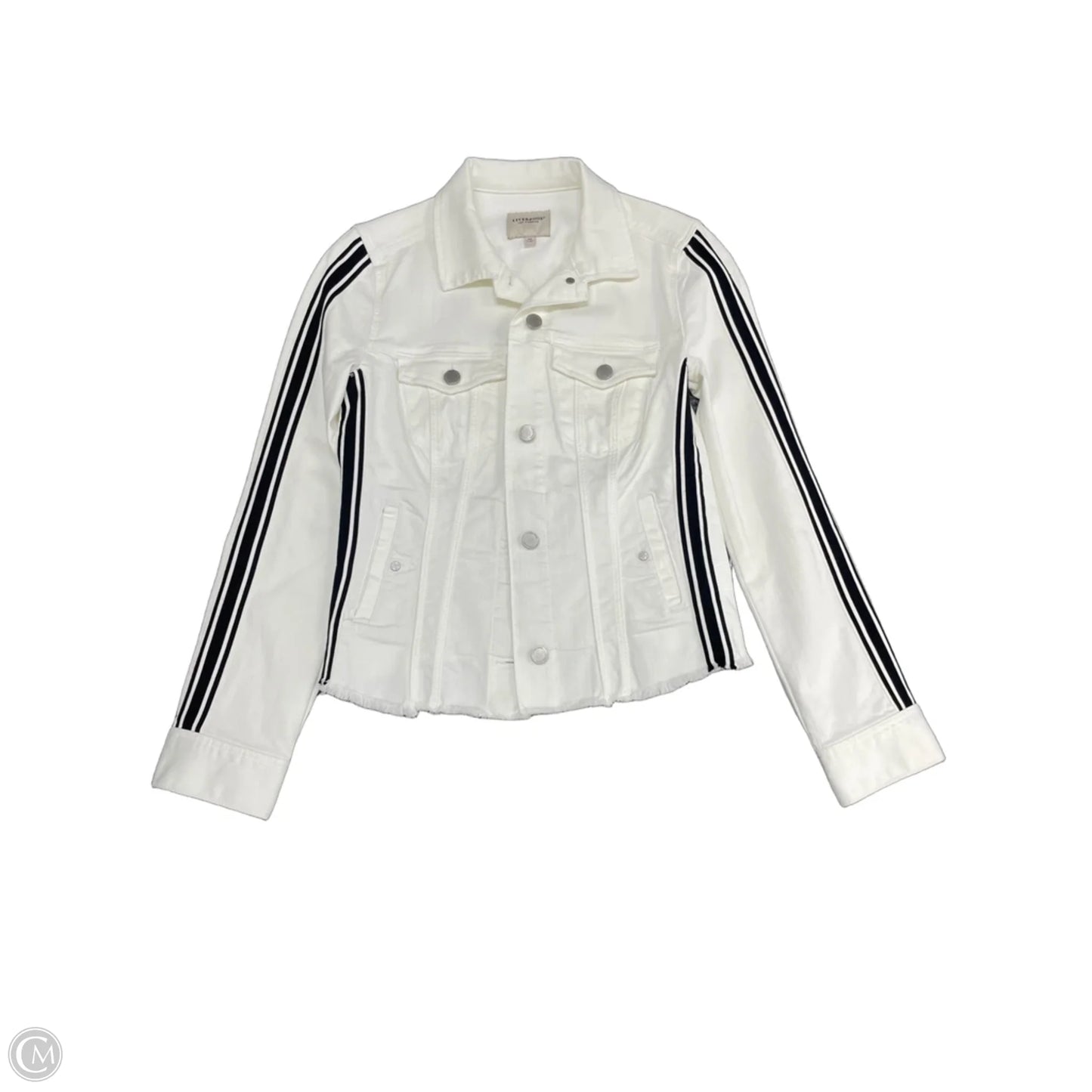 Jacket Denim By Liverpool In White Denim, Size: Xs