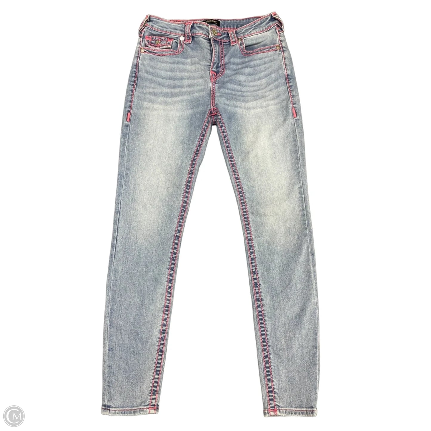 Jeans Skinny By True Religion In Blue & Pink, Size: 8