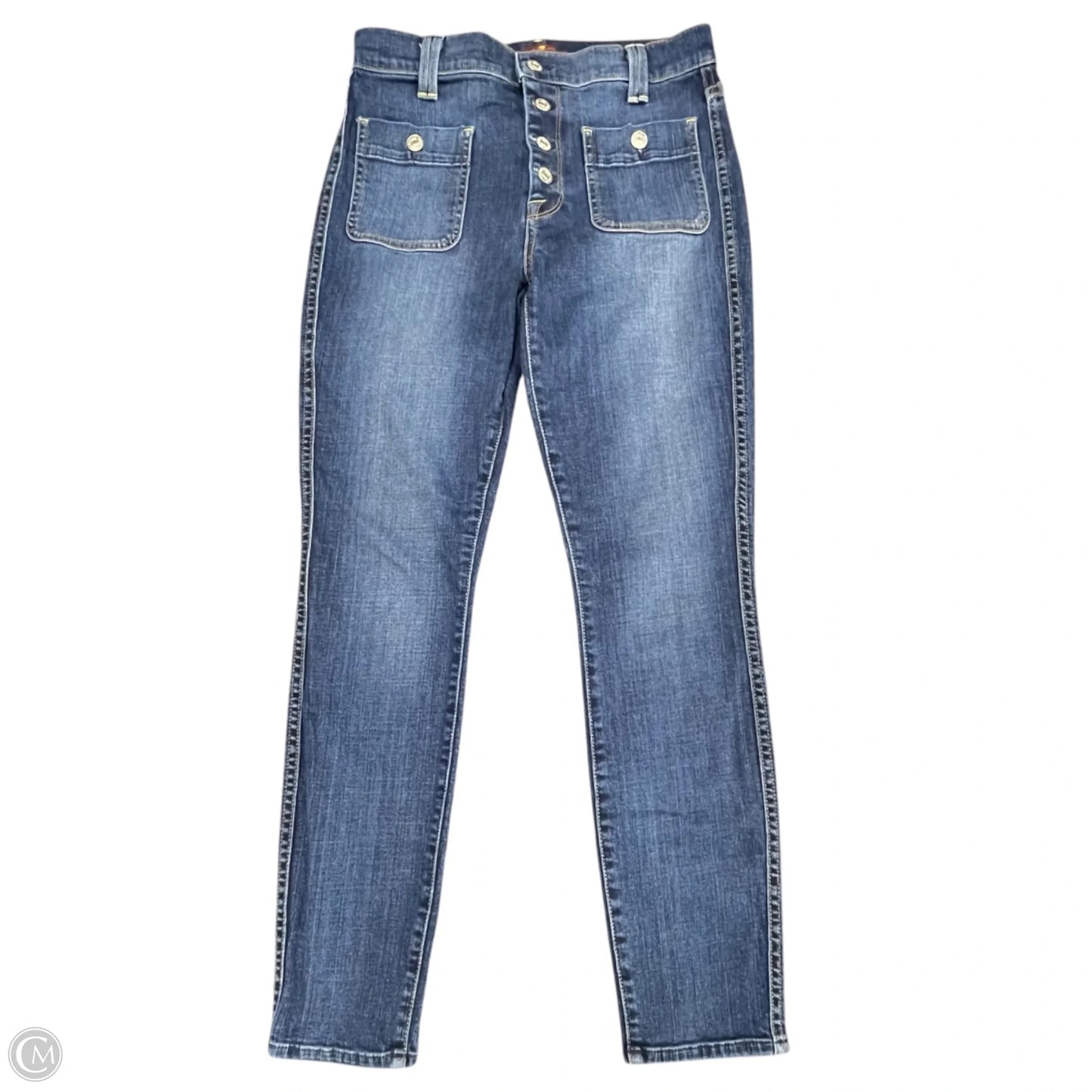 Jeans Skinny By 7 For All Mankind In Blue Denim, Size: 8