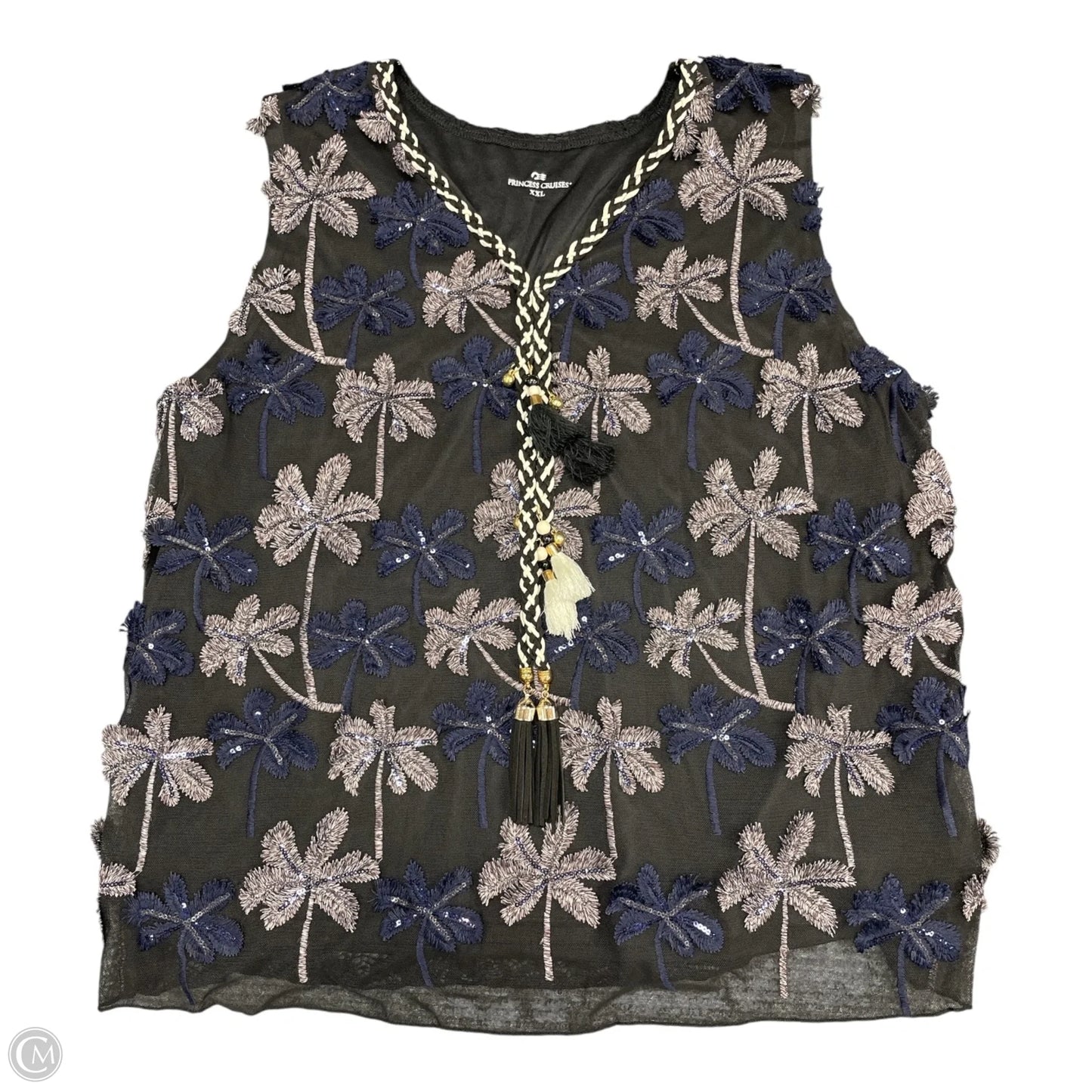 Top Sleeveless By Clothes Mentor In Black & Blue, Size: Xxl