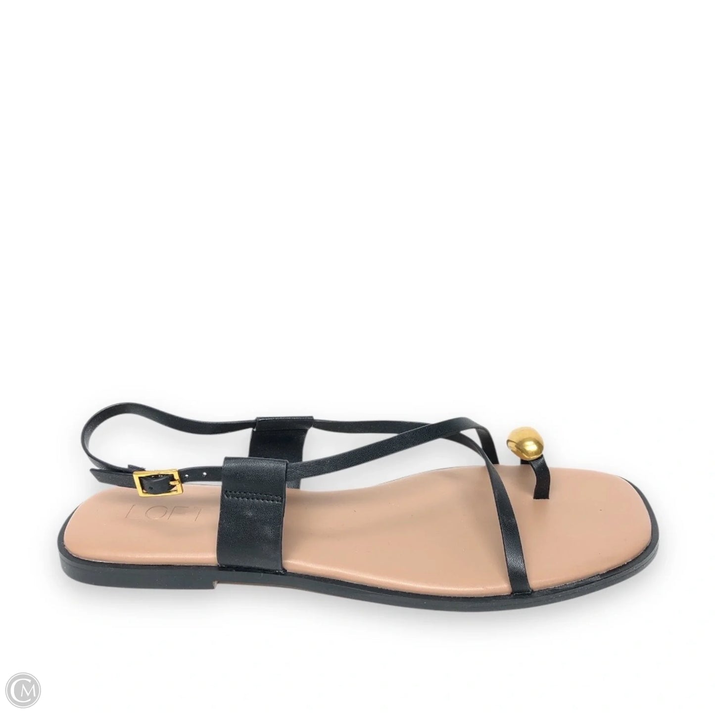 Sandals Flats By Loft In Black & Gold, Size: 11