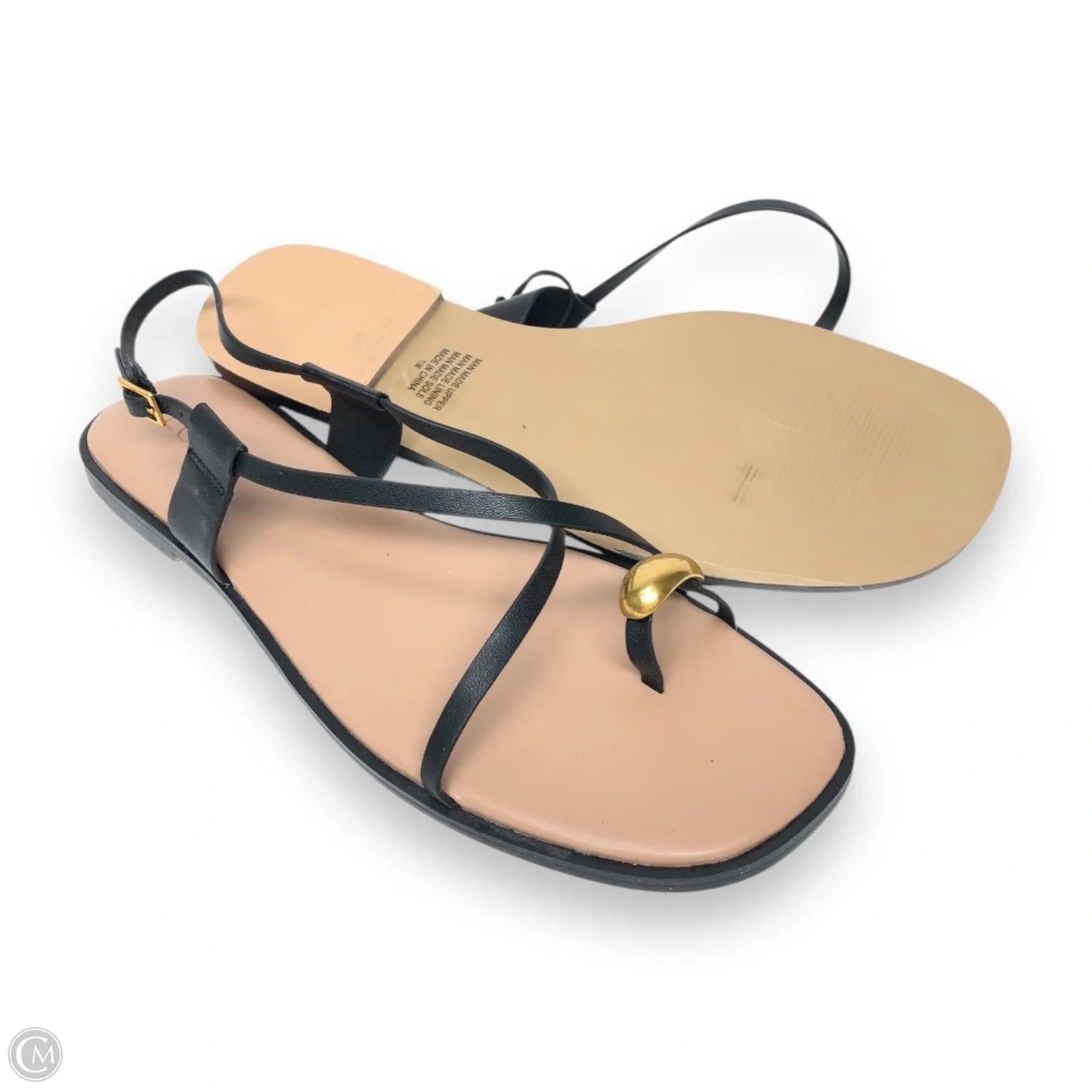 Sandals Flats By Loft In Black & Gold, Size: 11