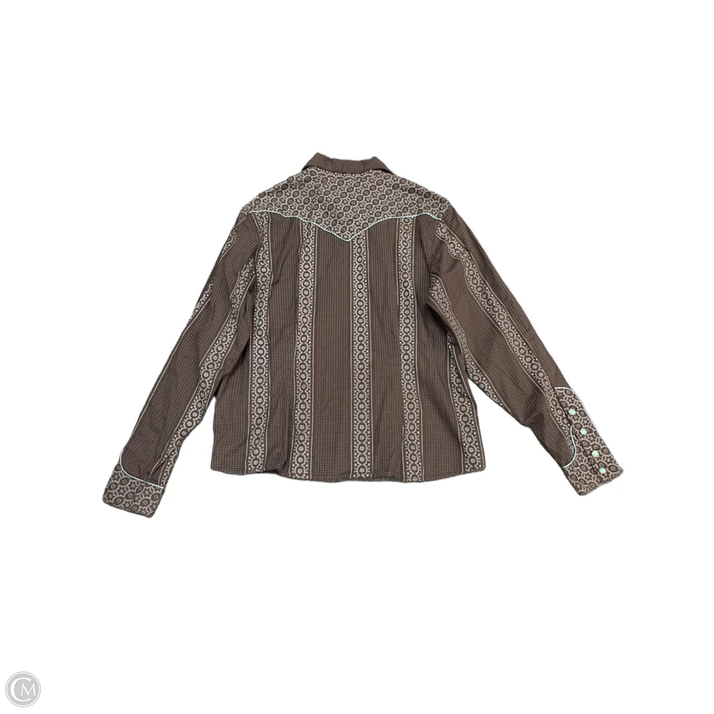 Top Long Sleeve By Cmc In Blue & Brown, Size: L