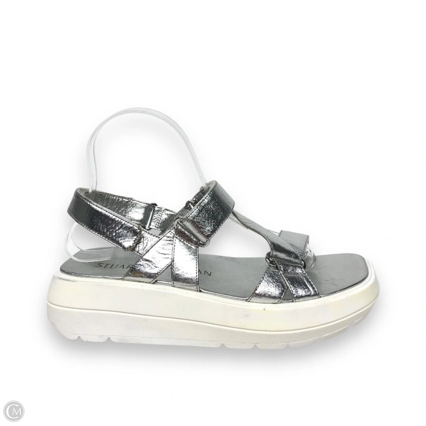 Sandals Designer By Stuart Weitzman In Silver, Size: 7
