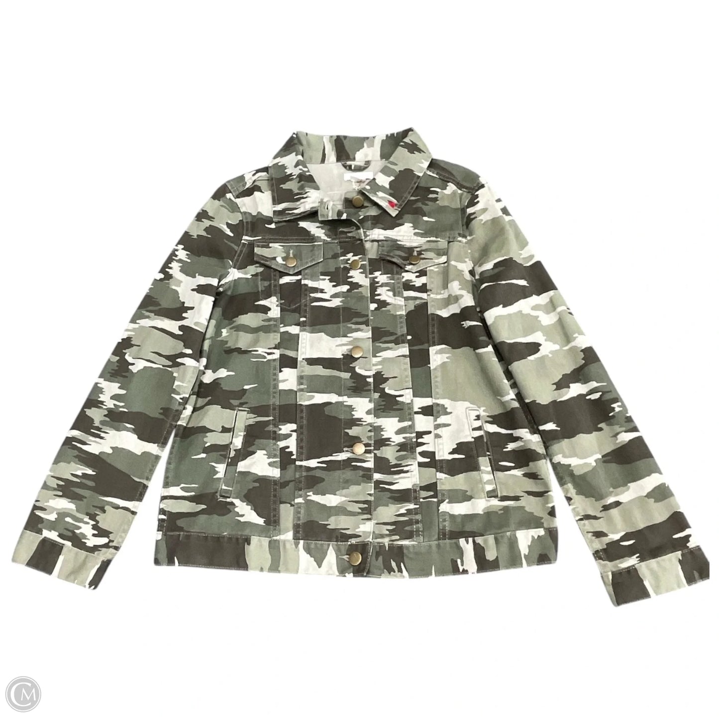 Jacket Denim By Ingrid & Isabel In Camouflage Print, Size: M