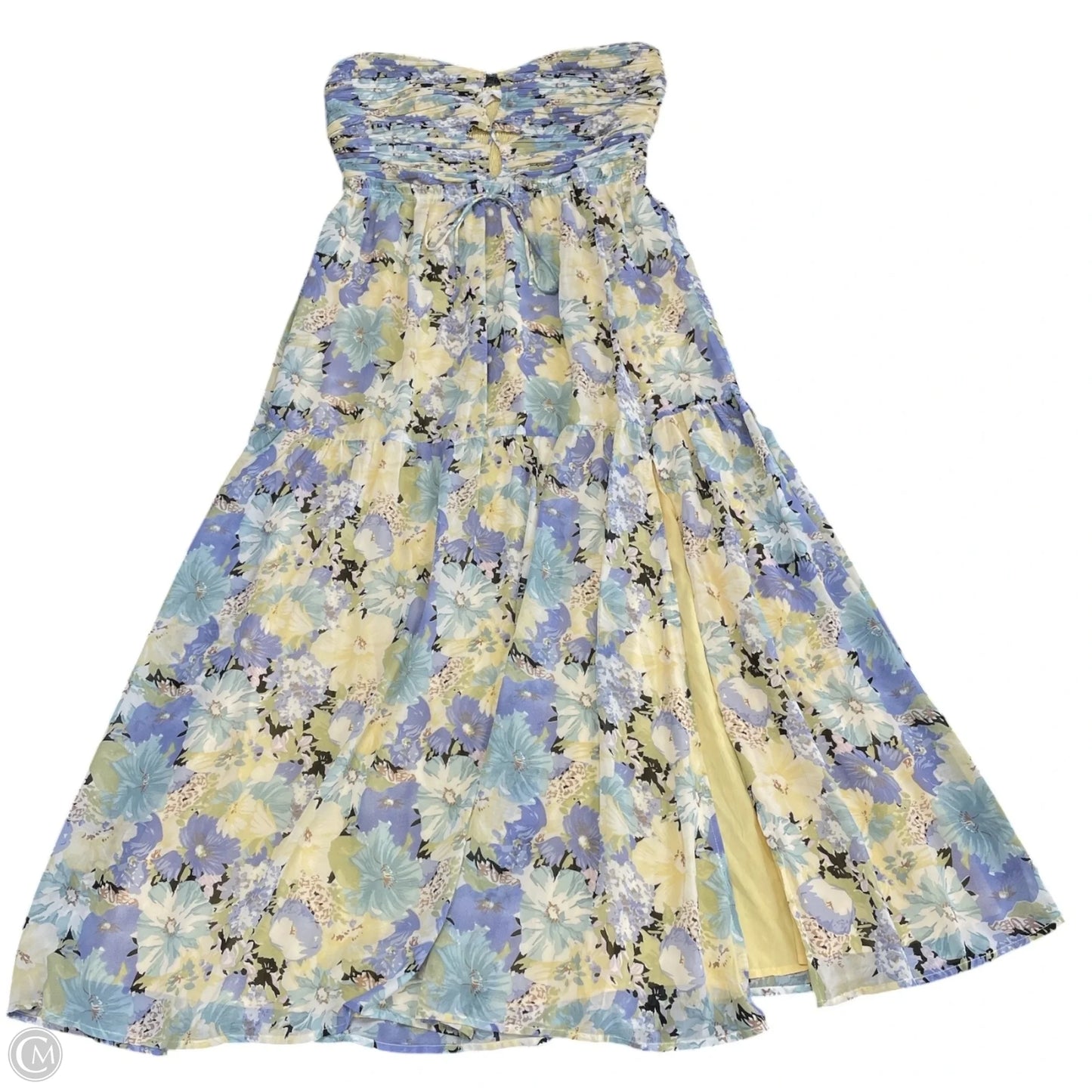 Dress Casual Midi By Astr The Label In Blue & Yellow, Size: L