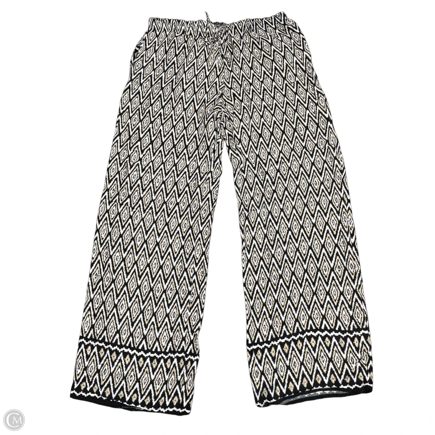 Pants Wide Leg By Max Studio In Black & Cream, Size: L