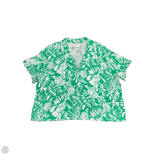 Top Short Sleeve By Nicole Miller In Green & White, Size: 6