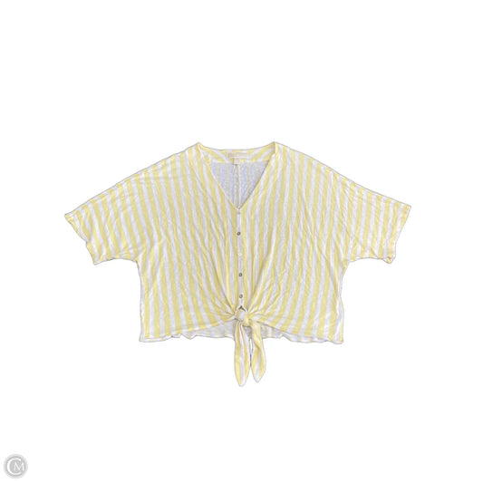 Top Short Sleeve By Michael By Michael Kors In White & Yellow, Size: Xl