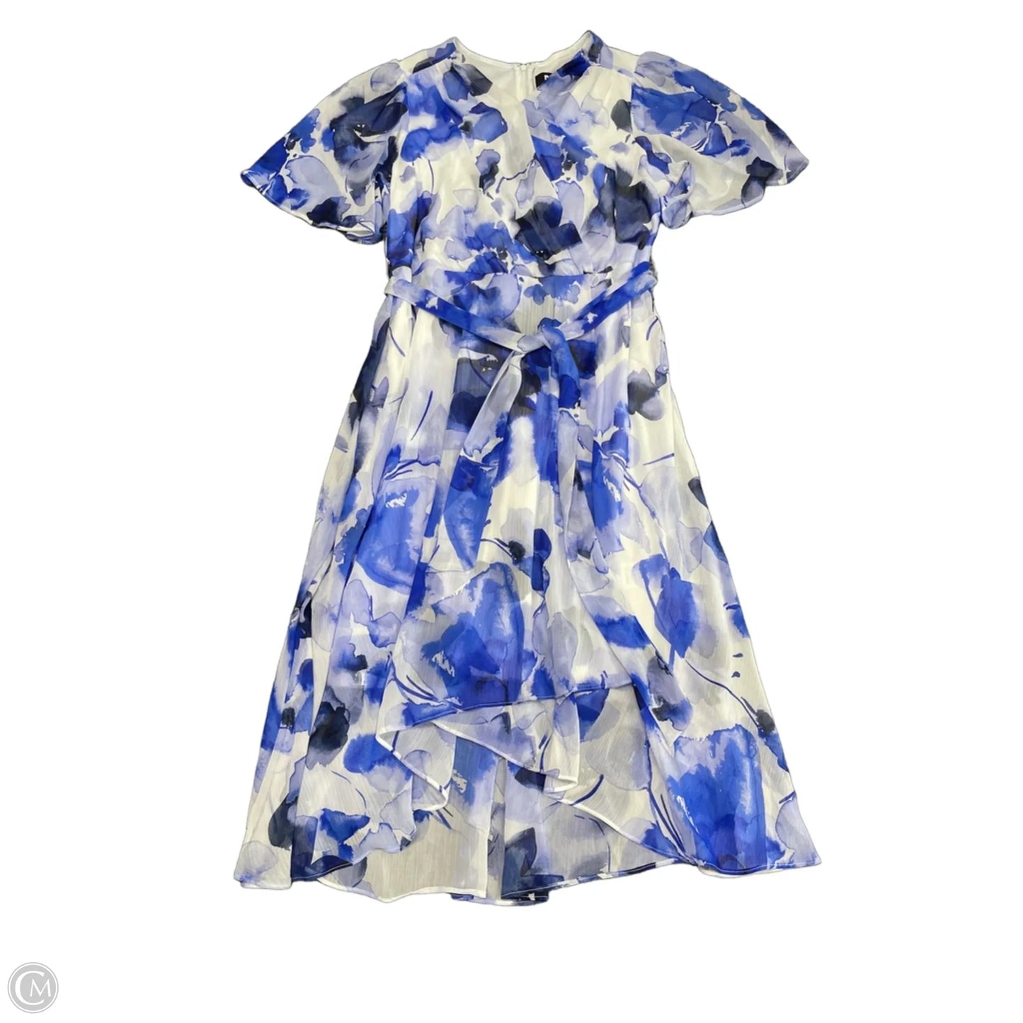 Dress Casual Midi By Dkny In Blue & White, Size: 12