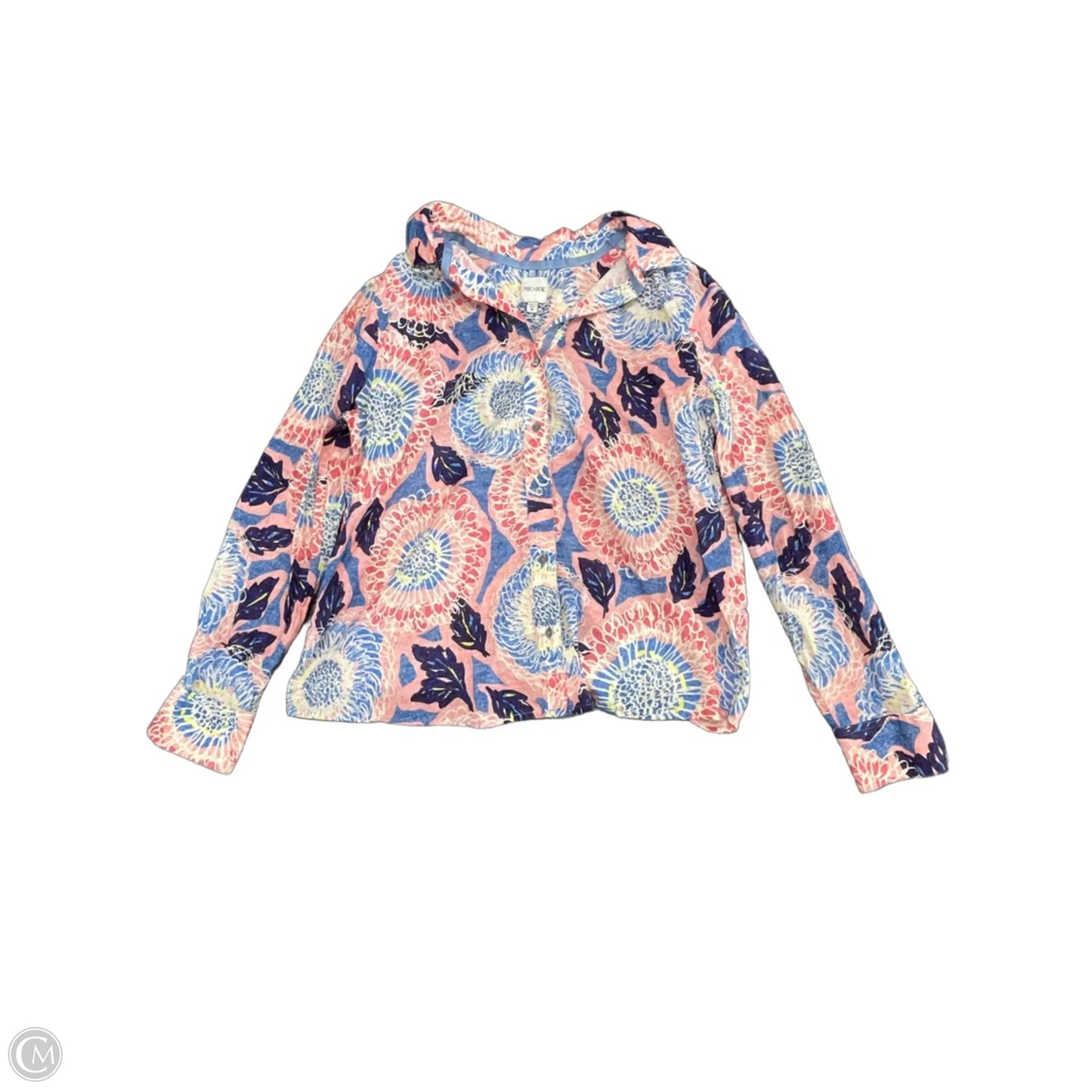 Top Long Sleeve By Nic + Zoe In Blue & Pink, Size: M