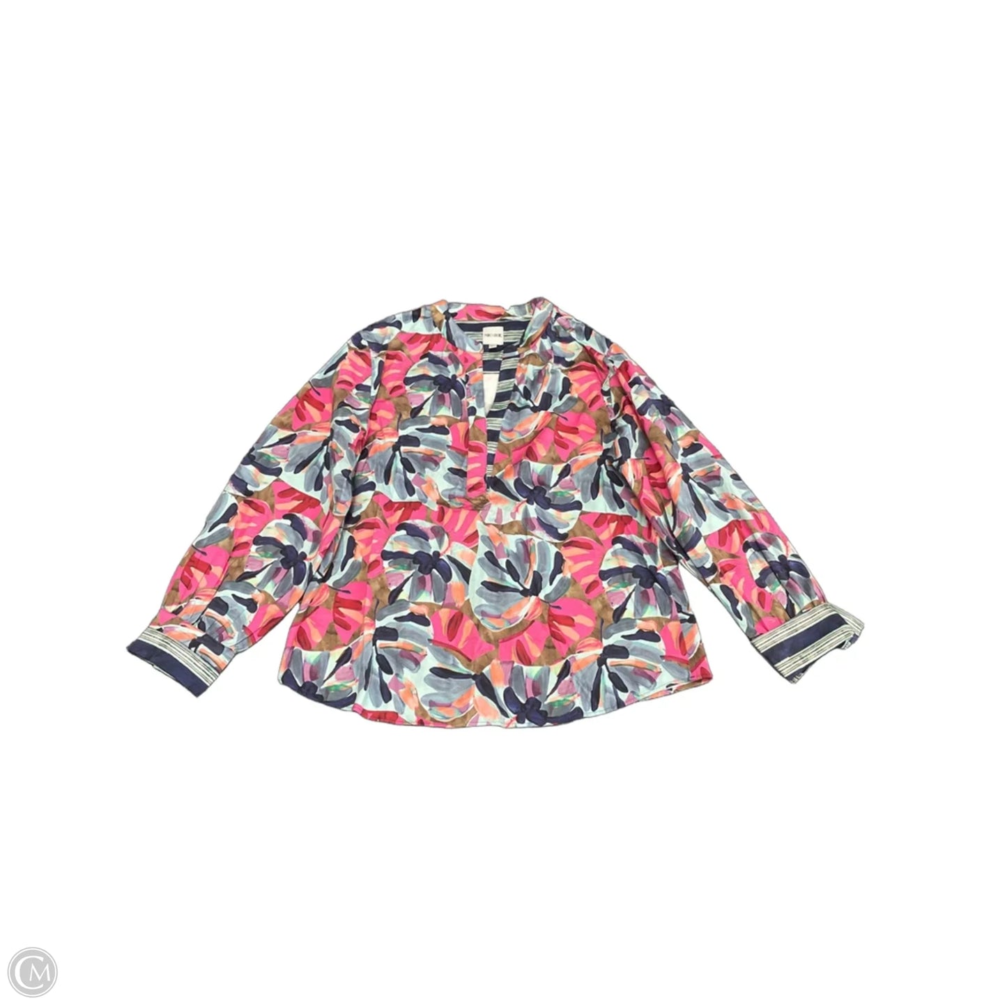 Top Long Sleeve By Nic + Zoe In Blue & Pink, Size: M