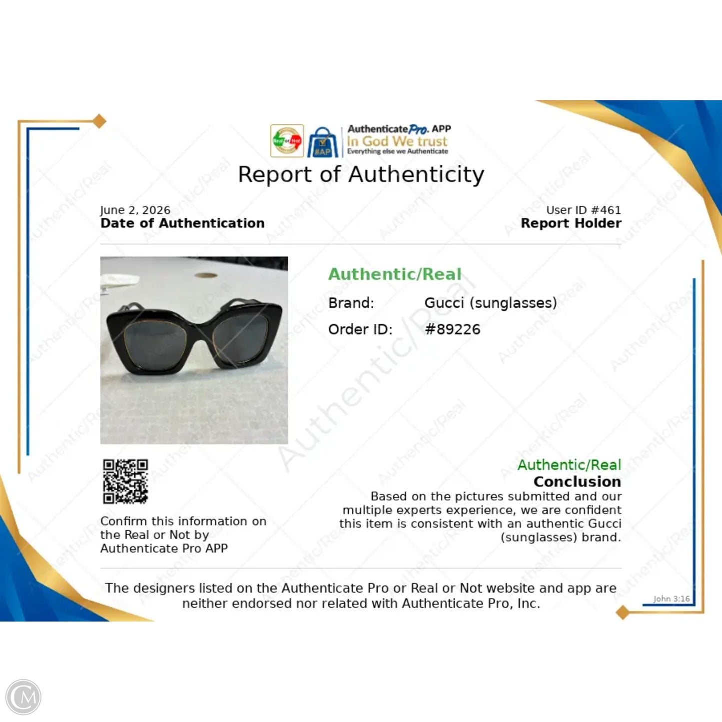 Sunglasses Luxury Designer By Gucci, Size: Large