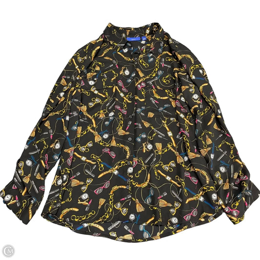 Blouse Long Sleeve By Apt 9 In Black & Gold, Size: L