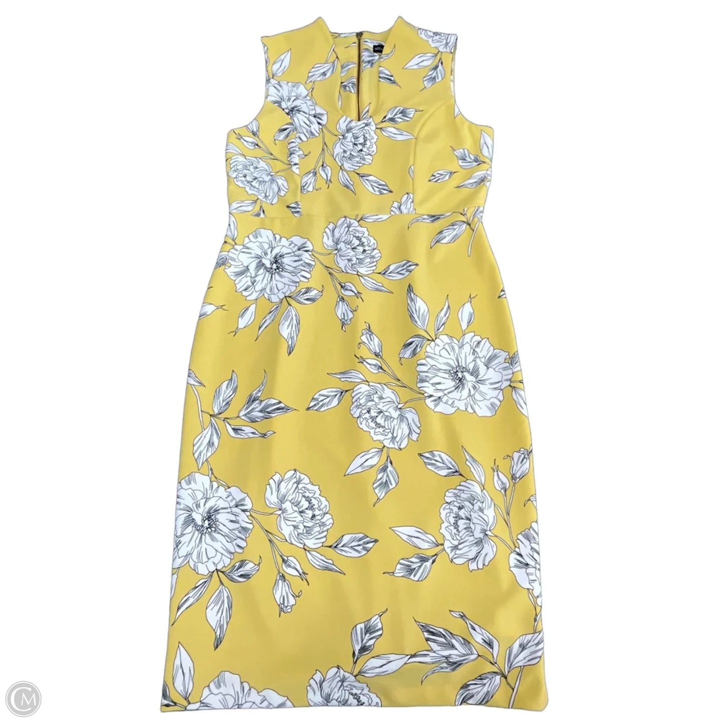 Dress Work By Nina Leonard In White & Yellow, Size: M