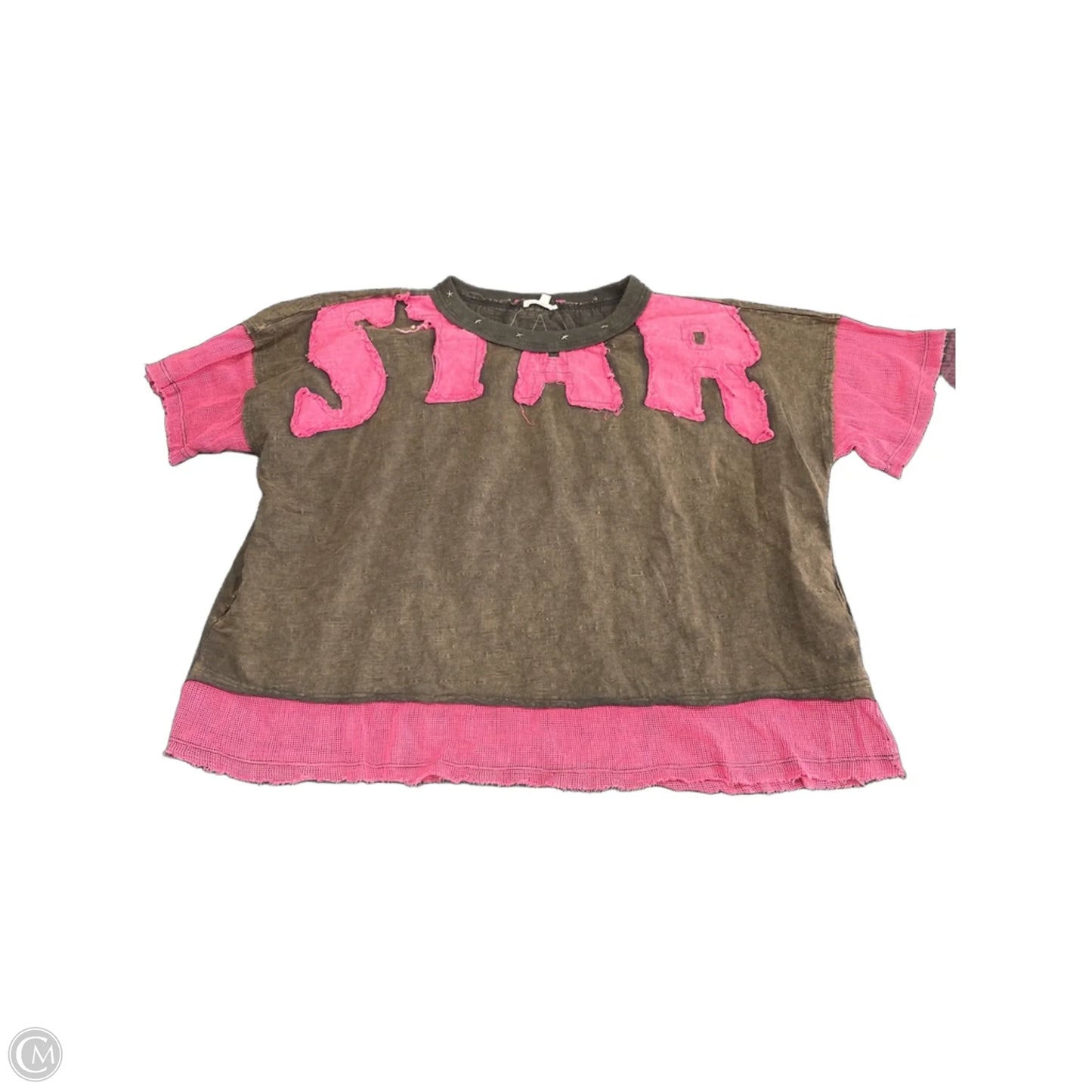 Top Short Sleeve By Oli & Hali In Brown & Pink, Size: L