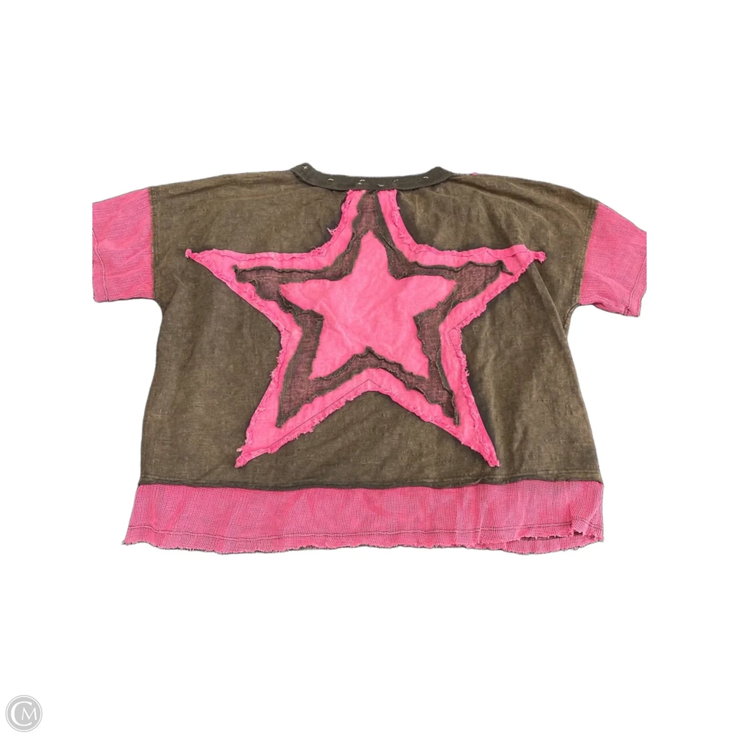 Top Short Sleeve By Oli & Hali In Brown & Pink, Size: L