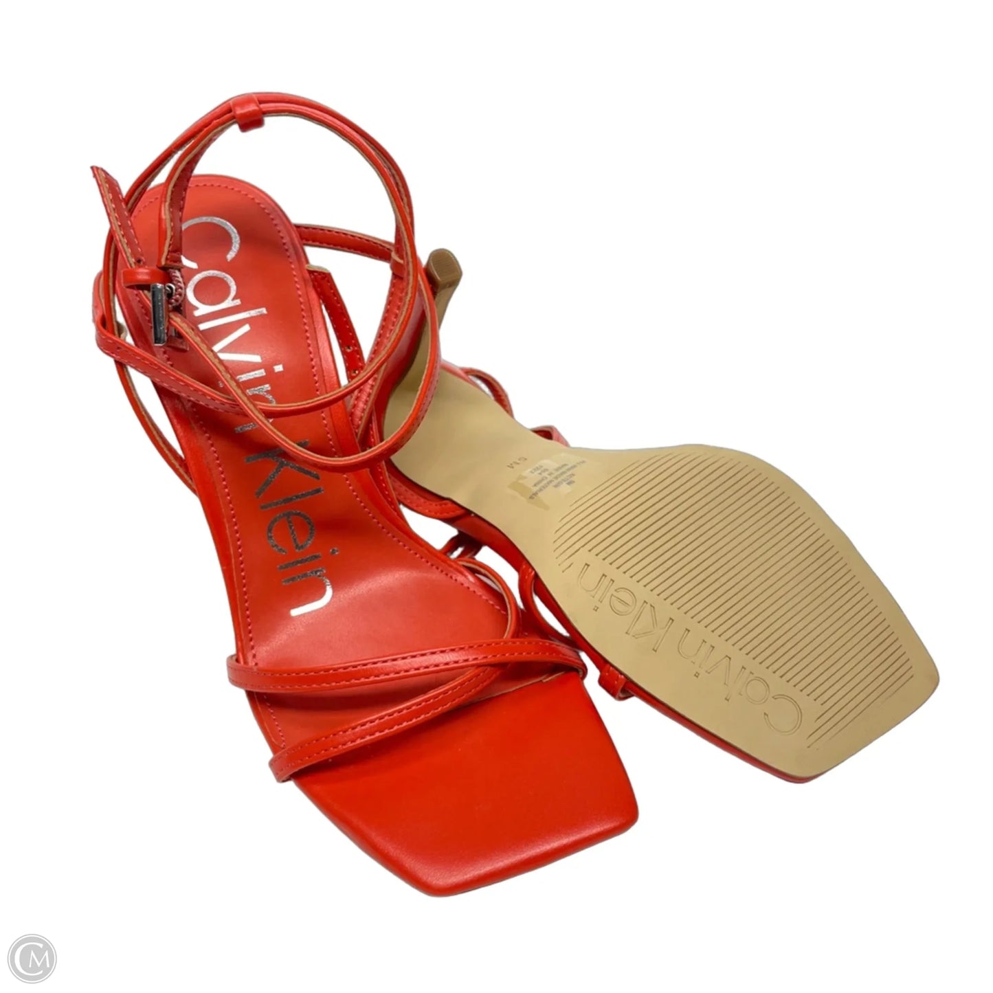 Sandals Heels Stiletto By Calvin Klein In Orange, Size: 5