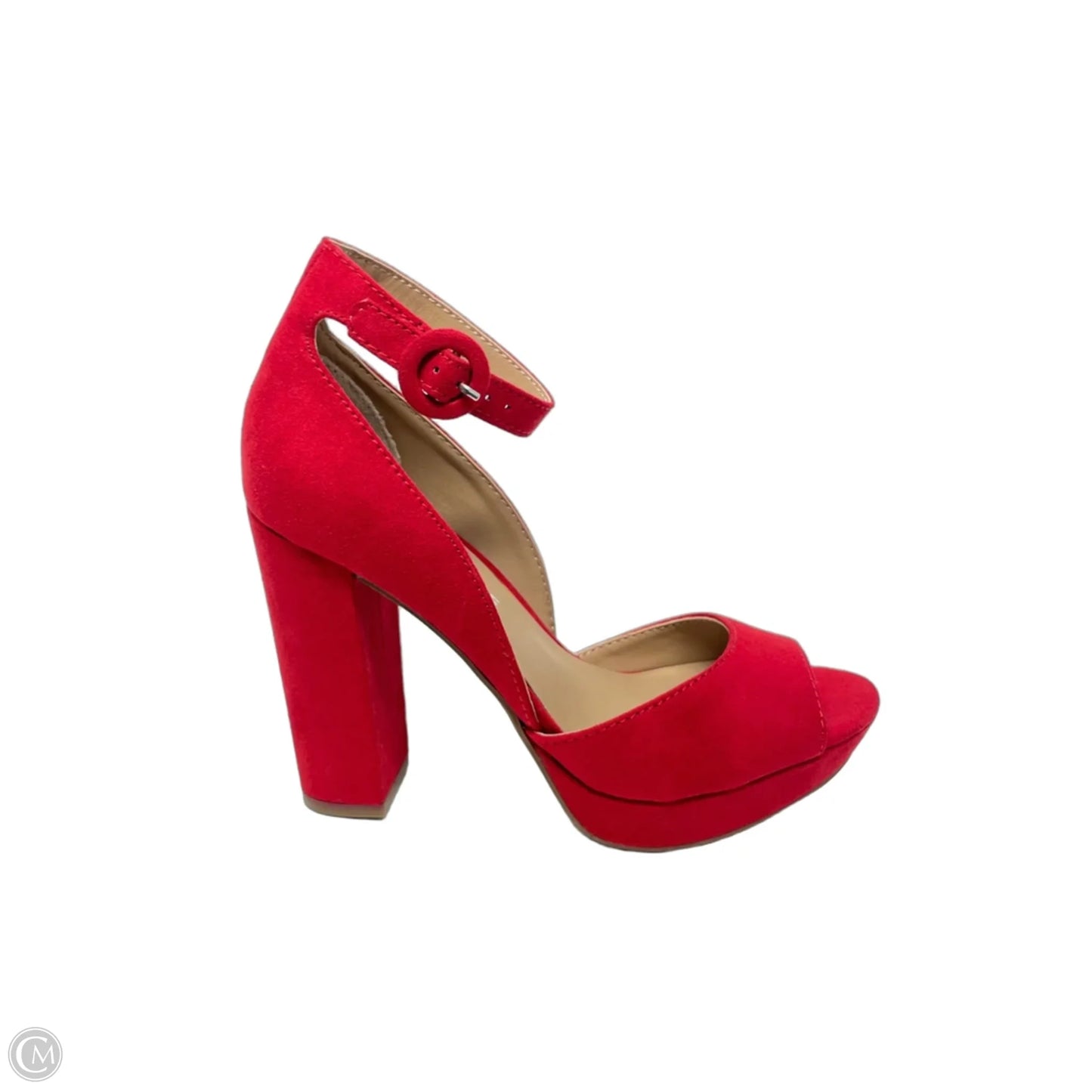 Sandals Heels Block By Clothes Mentor In Red, Size: 5