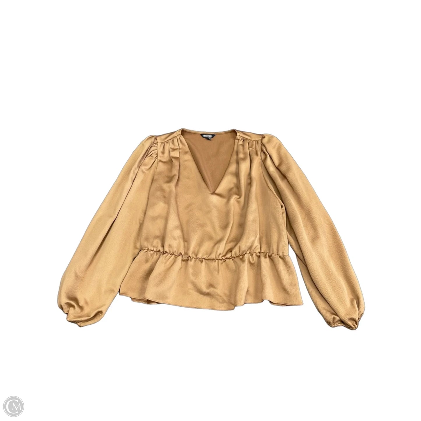 Blouse Long Sleeve By Express In Beige, Size: Xl