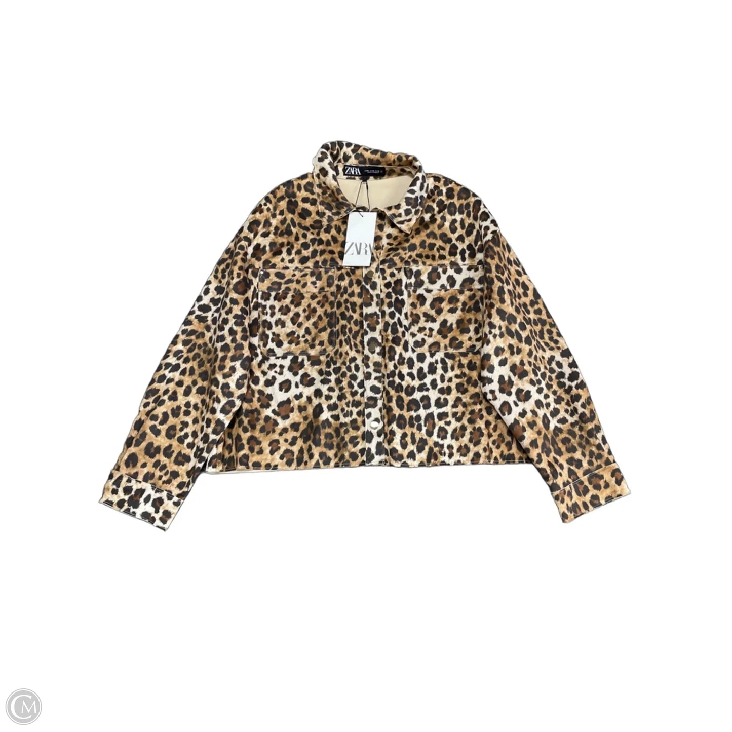 Jacket Shirt By Zara In Animal Print, Size: Xl