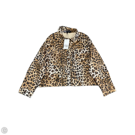 Jacket Shirt By Zara In Animal Print, Size: Xl