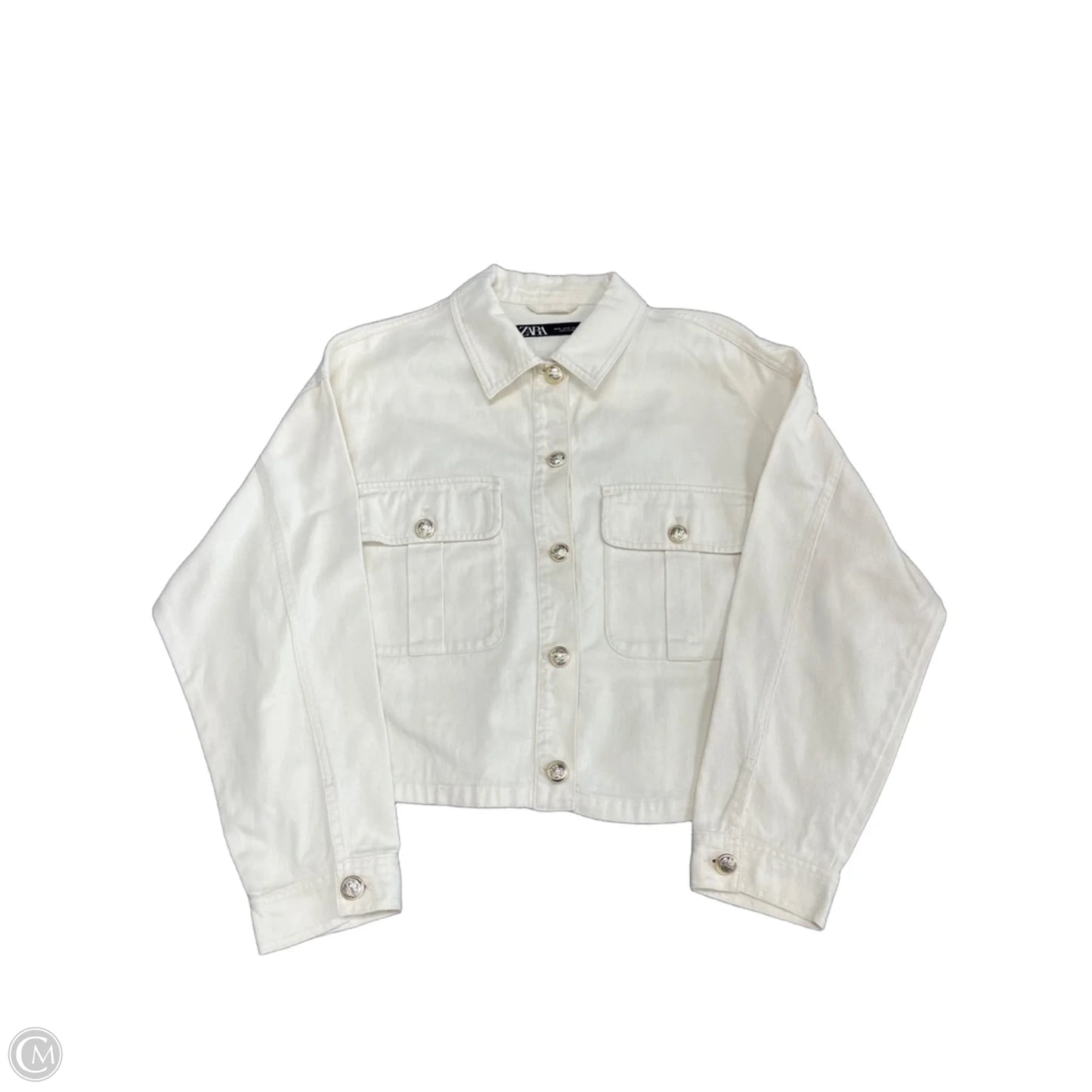 Jacket Denim By Zara In Cream, Size: Xl