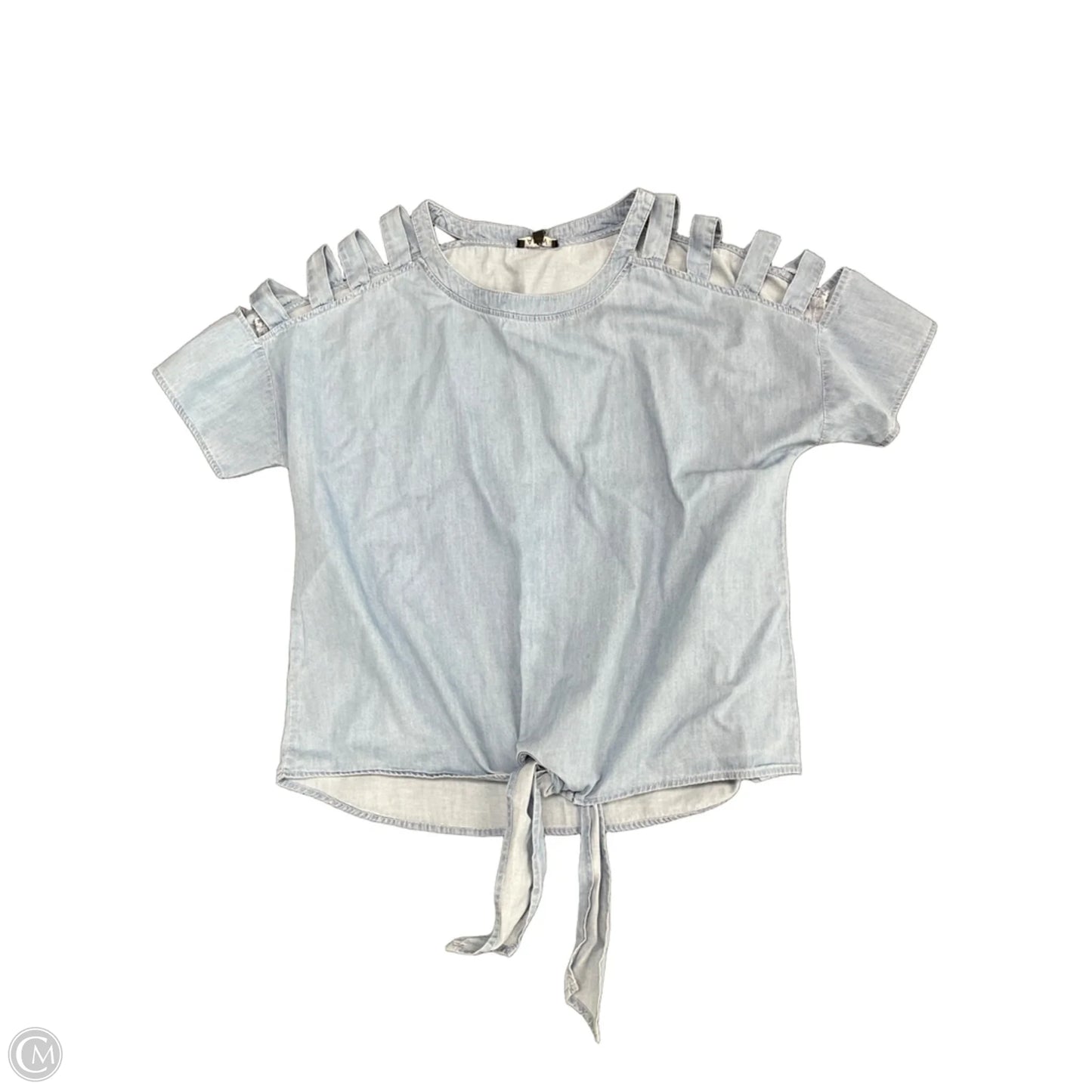 Top Short Sleeve By Auw In Blue, Size: L