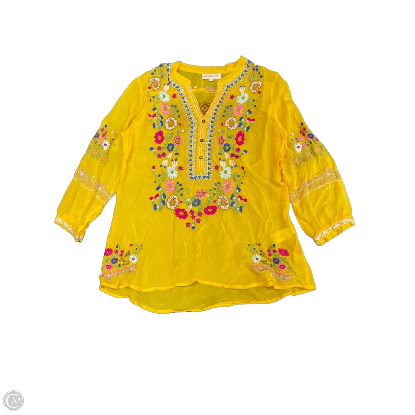 Top Long Sleeve By Cmc In Yellow, Size: S