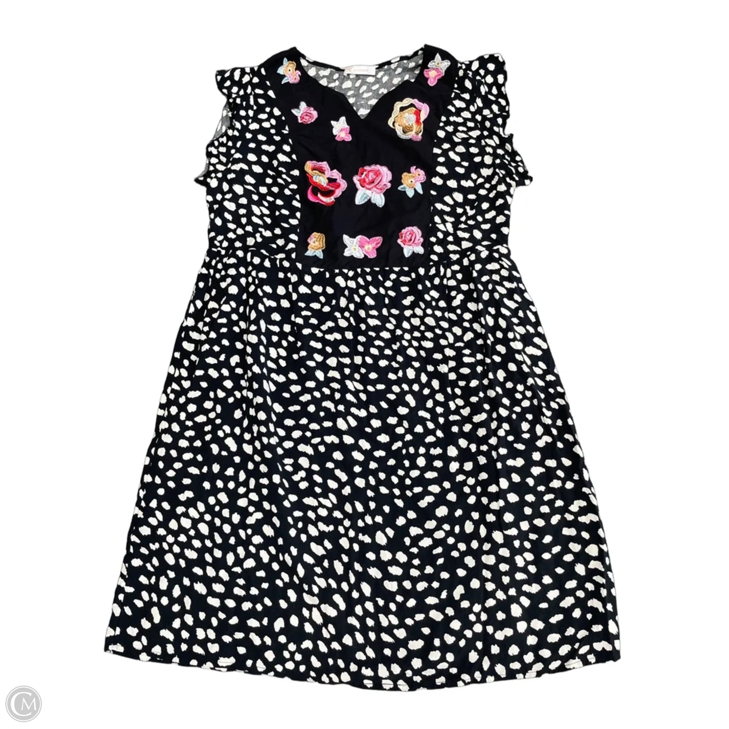 Dress Casual Short By Kirundo In Black & Cream, Size: L